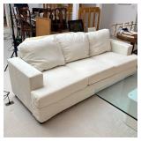 ANTIQUE QUEEN ANN WALNUT FOOTSTOOL | Contemporary three cushion sofa with off-white chenille upholst