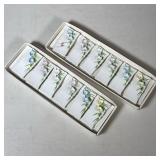 (12pc) Porcelain Place Cards | With raised delicate blue, pink, white and yellow flowers; made in Ja