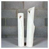 (2pc) Unique Hand Made Ceramic Bud Vases | Signed on bottoms, very delicate ceramic Dimensions: h. 1