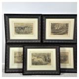 (5pc) Framed Engravings | Or lithographic print of an egnraving, nicely matted in a decorative frame