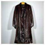 Vintage Fur Coat With Balloon Sleeves And Tie Collar