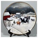 DECORATIVE COW IN WINTER PLATE