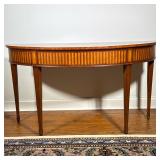 ETHAN ALLEN DEMILUNE INLAID FEDERAL-STYLE MAHOGANY VENEER CONSOLE TABLE