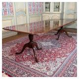 CHIPPENDALE-STYLE MAHOGANY DOUBLE PEDESTAL EXTENSION DINING TABLE