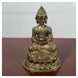 BRASS SEATED BUDDHA WITH ALMS BOWL
