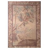 MONUMENTAL FRENCH AUBUSSON-STYLE TAPESTRY PANEL PASTORAL WITH HERON