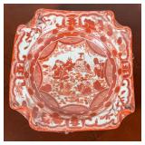 CHINESE COPPER-RED (ROUGE-DE-FER) SQUARE DISH WITH FIGURAL SCENE, C. 19TH CENTURY