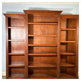 TRIPLE OPEN BOOKCASE WALL UNIT BY DERIMASA (HONDURAS), PLYWOOD VENEER