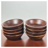 (8pc) MID-CENTURY MODERN TURNED WOOD SALAD OR SNACK BOWLS