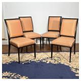 (4pc) EBONIZED WOOD DINING CHAIRS WITH UPHOLSTERED SQUARE BACKS