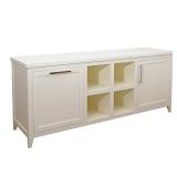 CUSTOM BUILT WHITE PAINTED WOOD CONSOLE CABINET | This console features a white painted finish with 