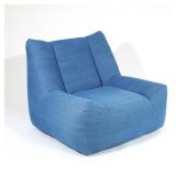 LILLIAN AUGUST COUTURE UPHOLSTERED SWIVEL CLUB CHAIR | Upholstered in a blue denim-textured fabric w