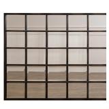 INDUSTRIAL STYLE METAL GRID BEVELED GLASS WALL MIRROR | A rectangular wall mirror featuring a twenty