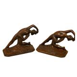 PAIR OF ART DECO CAST METAL FIGURAL BOOKENDS KNEELING FEMALES | Pair of cast metal figural bookends 