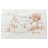 MIRAZANA (20th Century) SANGUINE DRAWING ON PAPER | untitled Sanguine on paper h. 14.5 x w. 18.5 in.