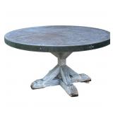 RESTORATION HARDWARE ROUND CONCRETE, ZINC & WOOD TRESTLE DINING TABLE (1 of 2) | Round outdoor dinin