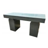 CUSTOM AEGEAN TEAL FINISHED MODERN DESK | Modern rectangular desk featuring a textured Aegean teal f