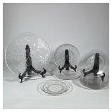 (12pc) ASSORTED DECORATIVE GLASS AND CUT CRYSTAL TABLEWARE | Collection includes a large round glass