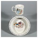 (2pc) WEDGWOOD PETER RABBIT CERAMIC BOWL AND MUG | This two-piece ceramic set consists of a child