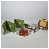 (4pc) ASSORTED DECORATIVE PICTURE FRAMES AND BOXES INCLUDING INDIAN LACQUERWARE | This lot features 