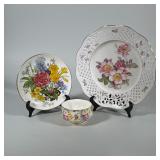 (3pc) HUTSCHENREUTHER, SCHUMANN ARZBERG, AND ROYAL ALBERT PORCELAIN FLORAL DISHES | This collection 