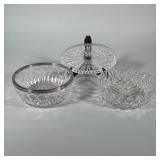 (3pc) GROUP OF THREE CUT GLASS ARTICLES INCLUDING SILVER-RIMMED BOWL | This group consists of three 