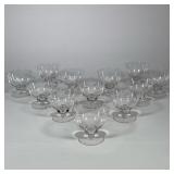 (12pc) ETCHED STARBURST GLASS STEMWARE | Set of twelve clear glass vessels featuring an etched starb