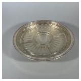 ROGERS SILVER PLATE REVOLVING RELISH DISH WITH GLASS INSERT | This silver-plated revolving pedestal 
