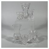 (2pc) REGINA WARE CERAMIC FRUIT BOWL AND CUT GLASS BOWL WITH METAL RIMS | A group of six colorless c