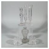 (6pc) CUT GLASS AND ETCHED CRYSTAL TABLEWARE ASSORTMENT | Assortment of six clear cut-glass table it
