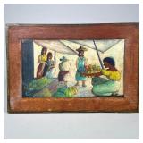 ALBERTO DEJOUAR (HAITIAN, 20TH CENTURY) OIL ON BOARD | Market Scene Oil on board h. 5.5 x w. 10 in.,
