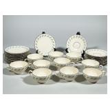 (32pc) LENOX ROSEDALE PORCELAIN TEACUPS, SAUCERS & BREAD & BUTTER PLATES | Comprising 10 teacups, 12