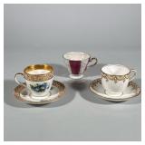 (5pc) THREE EUROPEAN PORCELAIN CUPS & TWO SAUCERS | A collection of three porcelain cups and two sau