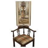 �Flowers in Urn� by Morris Katz Signed Framed Art & Vintage Corner Chair