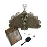 Antique Fireplace Fan Screen & Coal Box