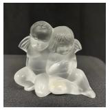 Lalique Frosted Crystal Cherub - Signed