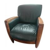 Mid Century Leather & Wood Lounge Chair
