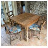 Vintage Expandable Oak Table & 4 Chairs