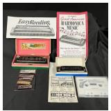 Vintage Hohner & Bluesband Harmonicas With Cases, Music Books & Accessories