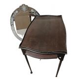 Vintage Tea Table & Etched Oval Mirror