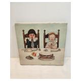 2 Kids Eating Folk Art Painting Oil On Canvas 2 Kids Eating Folk Art Painting Oil On Canvas