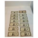 One And Two Dollar Silver Certificates Lot One And Two Dollar Silver Certificates Lot