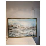 Oil On Canvas Winter Scene Painting Signed Adler 1995 Oil On Canvas Winter Scene Painting Signed Adler 1995