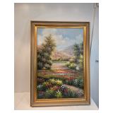 Mountain Scene Oil Painting On Canvas Signed Victoria Lynn Mountain Scene Oil Painting On Canvas Signed Victoria Lynn