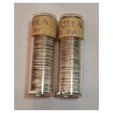 2 Rolls Of Fifty 1959 P Silver Dimes From Bank Marked Uncirculated  2 Rolls Of Fifty 1959 P Silver Dimes From Bank Marked Uncirculated