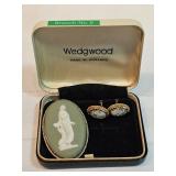 Wedgewood Brooch And Earring Set Wedgewood Brooch And Earring Set