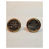 18k Gold Earrings With Silver Shipwreck Coins 18k Gold Earrings With Silver Shipwreck Coins