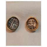 14k Gold Earrings With Silver Shipwreck Coins 14k Gold Earrings With Silver Shipwreck Coins