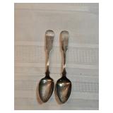Pair Of Old Coin Spoons With G Monogram Pair Of Old Coin Spoons With G Monogram