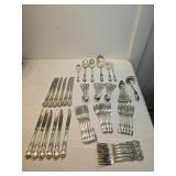 International Sterling Silver Set Wild Rose Service For 12 No Monogram International Sterling Silver Set Wild Rose Service For 12 No Monogram
